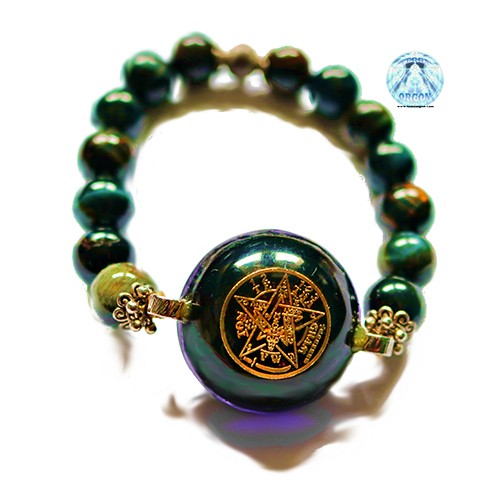 Pulsera Tetragrammatón Shungit y ojo de halcón